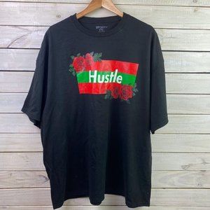 3Forty Inc. Crew Neck Black Graphic Tee " HUSTLE " Size 3XL Short Sleeve